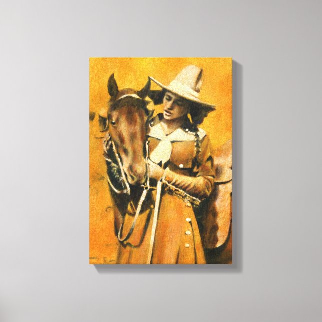 Vintage Cowgirl Canvas Print (Front)