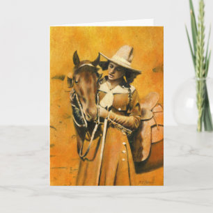 Vintage Cowgirl Greetings Card