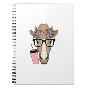 Vintage Cowgirl Horse With Flowers and Pink Drink Notebook