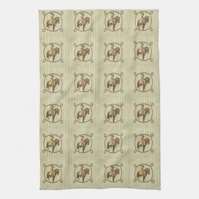 Vintage Cowgirl Kitchen Towel (Vertical)