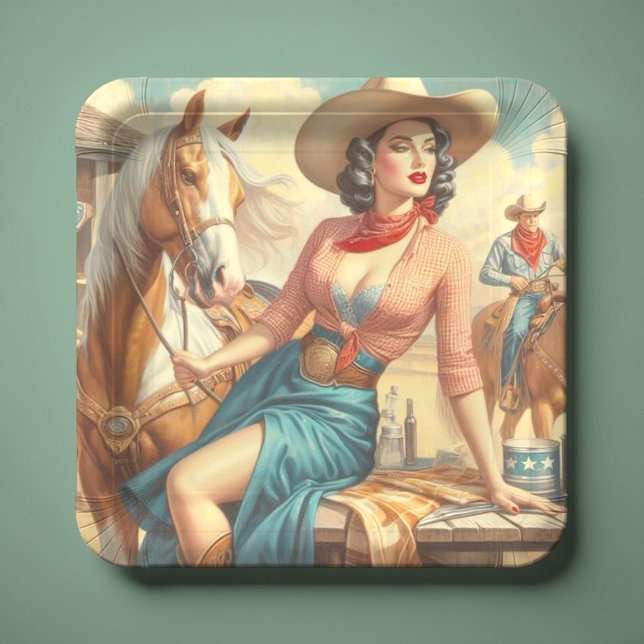 Vintage Cowgirl Paper Plate (Creator Uploaded)