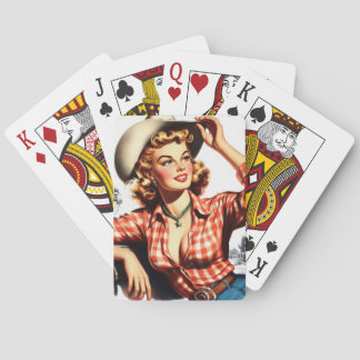 Vintage Cowgirl Pin Up Playing Cards