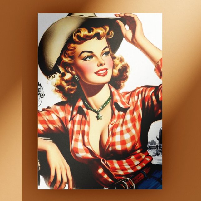 Vintage Cowgirl Pin Up Postcard (Creator Uploaded)