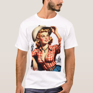 Vintage Cowgirl Pin Up T-Shirt