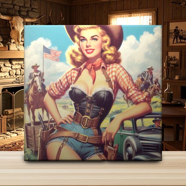 Vintage Cowgirl Pin Up Tile (Creator Uploaded)