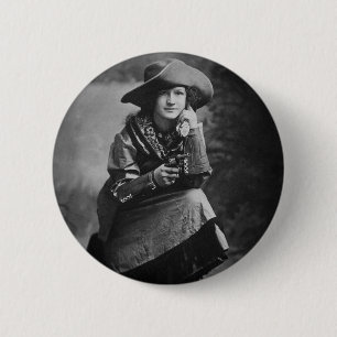 Vintage Cowgirl Posing with Her Six Shooter 2 Inch Round Button