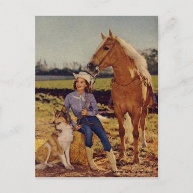 Vintage Cowgirl Postcard (Front)