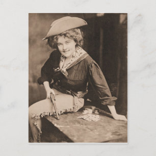Vintage cowgirl postcard