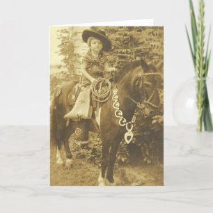VINTAGE COWGIRL RODEO GREETING CARD