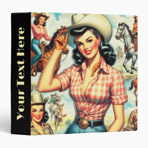 Vintage Cowgirl Seamless Illustration Binder