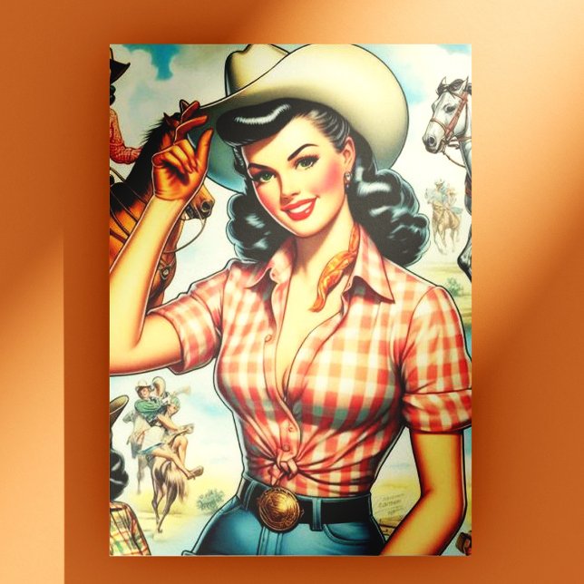 Vintage Cowgirl Seamless Illustration Postcard (Creator Uploaded)