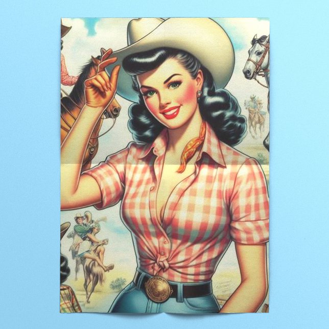 Vintage Cowgirl Seamless Illustration Tissue Paper (Creator Uploaded)