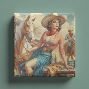 Vintage Cowgirl Stone Coaster