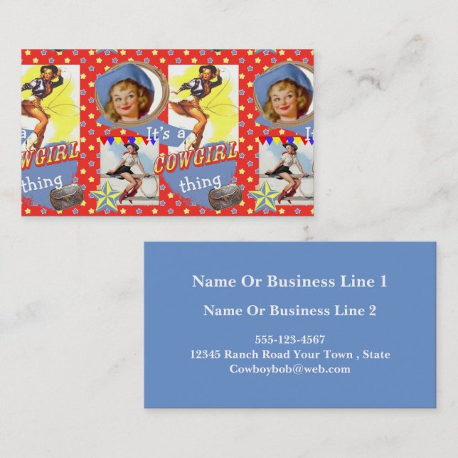 Vintage Cowgirl Western Business Card (Front/Back)