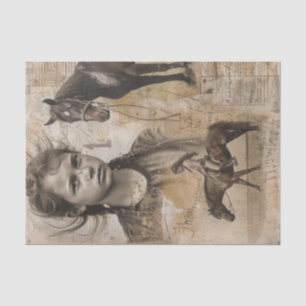 Vintage Cowgirl Western Horse Decoupage Tissue Paper