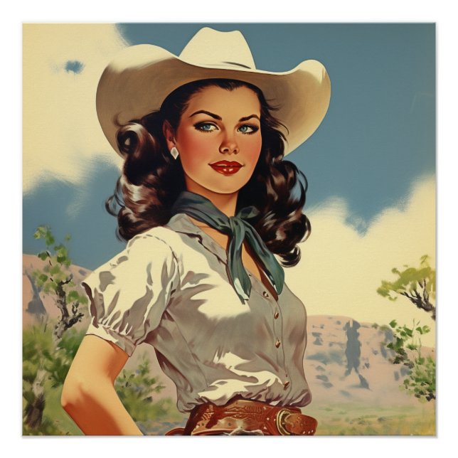 Vintage Cowgirl: Wild West Whispers Poster (Front)