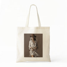 Vintage Cowgirl with Boho Accents on White