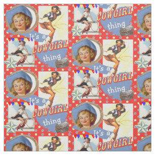 Vintage Cowgirls With Lassos Western Fabric