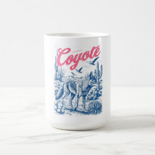 Vintage Coyote Desert Scene Wildlife Nature Art Coffee Mug