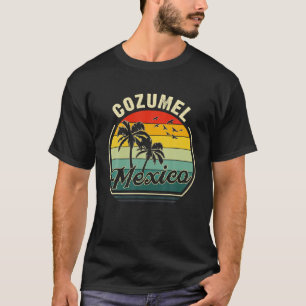 Vintage Cozumel Mexico Summer Vacation Sunset Palm T-Shirt