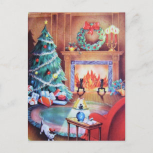 Vintage Cozy Holiday Postcard