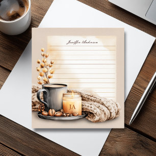 Vintage Cozy time with cup of coffee and candle Notepad