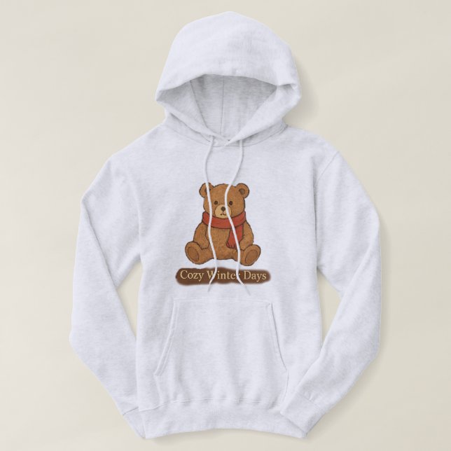Vintage Cozy Winter Bear Hoodie (Design Front)