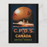 Vintage CPOS to Canada United States Ship Travel