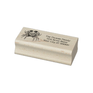 Vintage Crab #1 Drawing Name Return Address Rubber Stamp