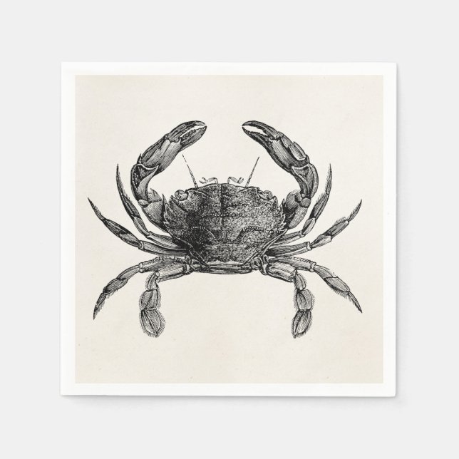 Vintage Crab Antique Crabs Personalized Template Napkin (Front)