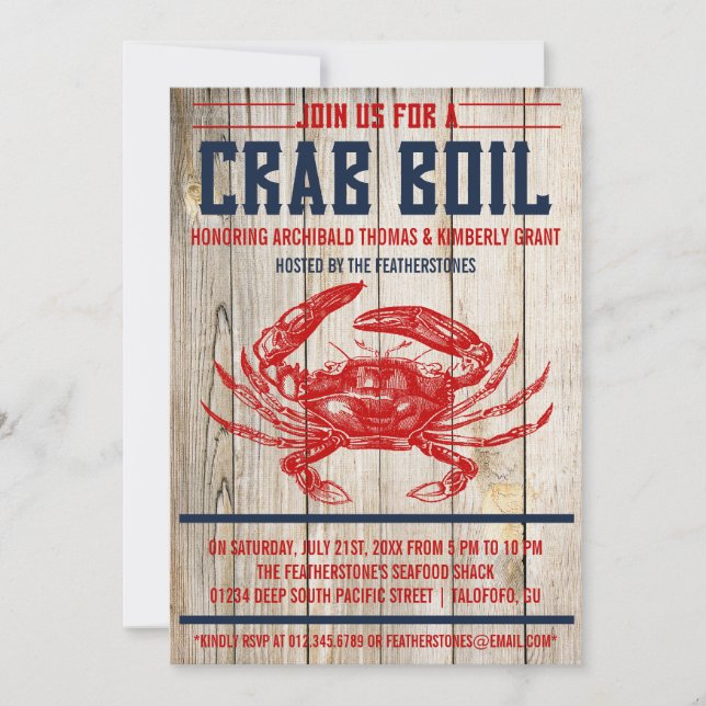 Vintage Crab Boil Party Invitations (Front)