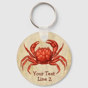 Vintage Crab Design Personalized Keychain