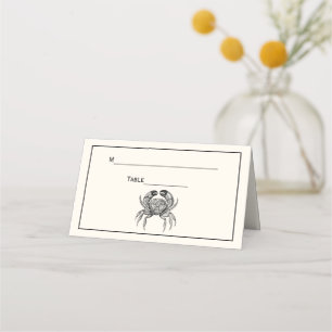 Vintage Crab Drawing Ivory Place Card