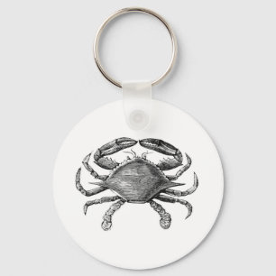 Vintage Crab Drawing Keychain