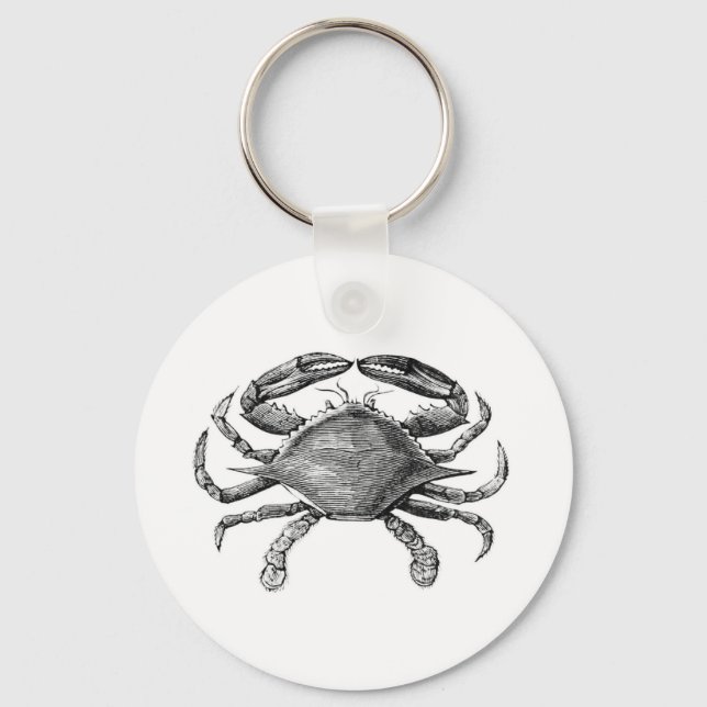 Vintage Crab Drawing Keychain (Front)