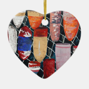 vintage crab fishing buoy ceramic ornament