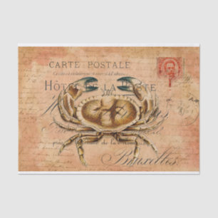 Vintage Crab French Postcard Decoupage Tissue Paper