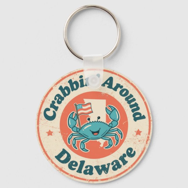 Vintage Crabbin Around Delaware Crab Keychain (Front)
