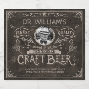 Vintage Craft Beer Custom Brewer Photo Name Brown Beer Bottle Label