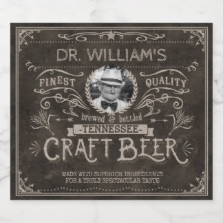 Vintage Craft Beer Custom Brewer Photo Name Brown Bottle Label