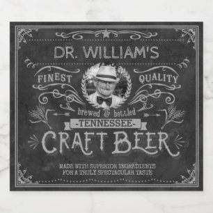Vintage Craft Beer Custom Brewer Photo Name Grey Beer Bottle Label