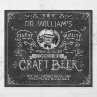 Vintage Craft Beer Custom Brewer Photo Name Grey Bottle Label