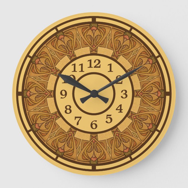 Vintage Craftsman Mission Art Nouveau Frieze Large Clock (Front)