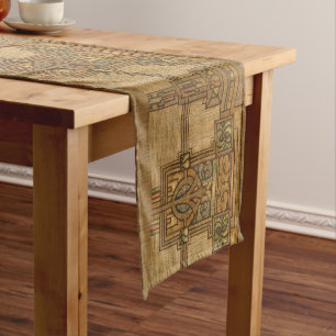 Vintage Craftsman Mission Floral Foliage Frieze Short Table Runner