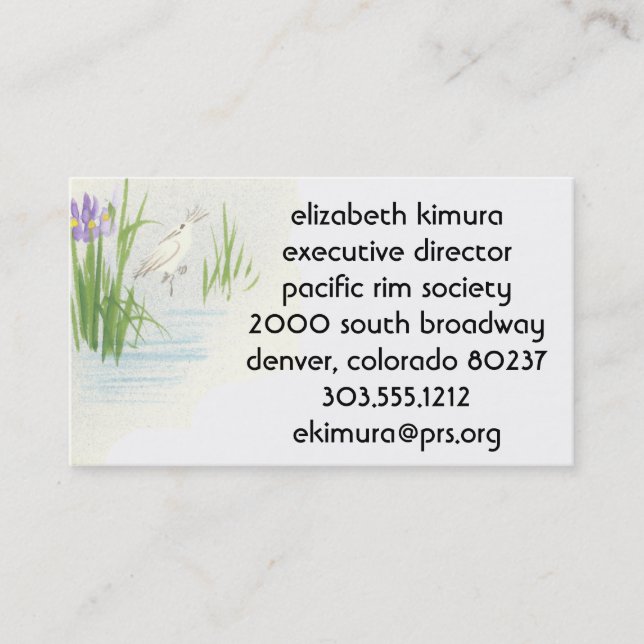 Vintage Crane Asian Style Business Cards (Front)