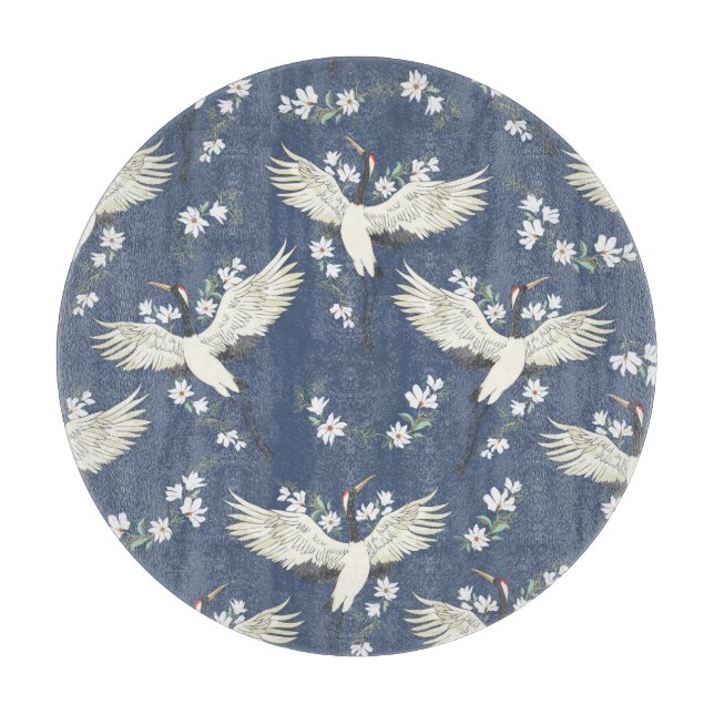 Vintage Crane: Flying Bird Pattern Cutting Board (Front)