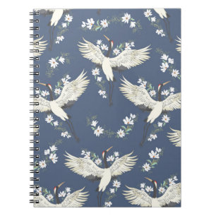 Vintage Crane: Flying Bird Pattern Notebook