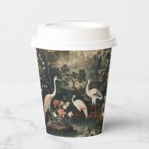 vintage cranes and palaces in the tropics paper cups