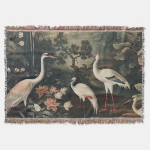 vintage cranes and palaces in the tropics throw blanket