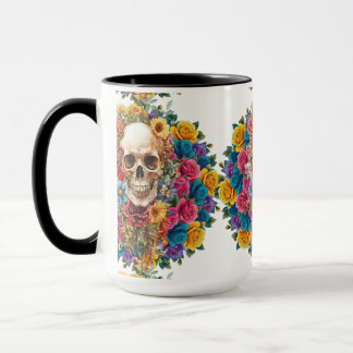 Vintage cranus surrounded by colorful flowers mug